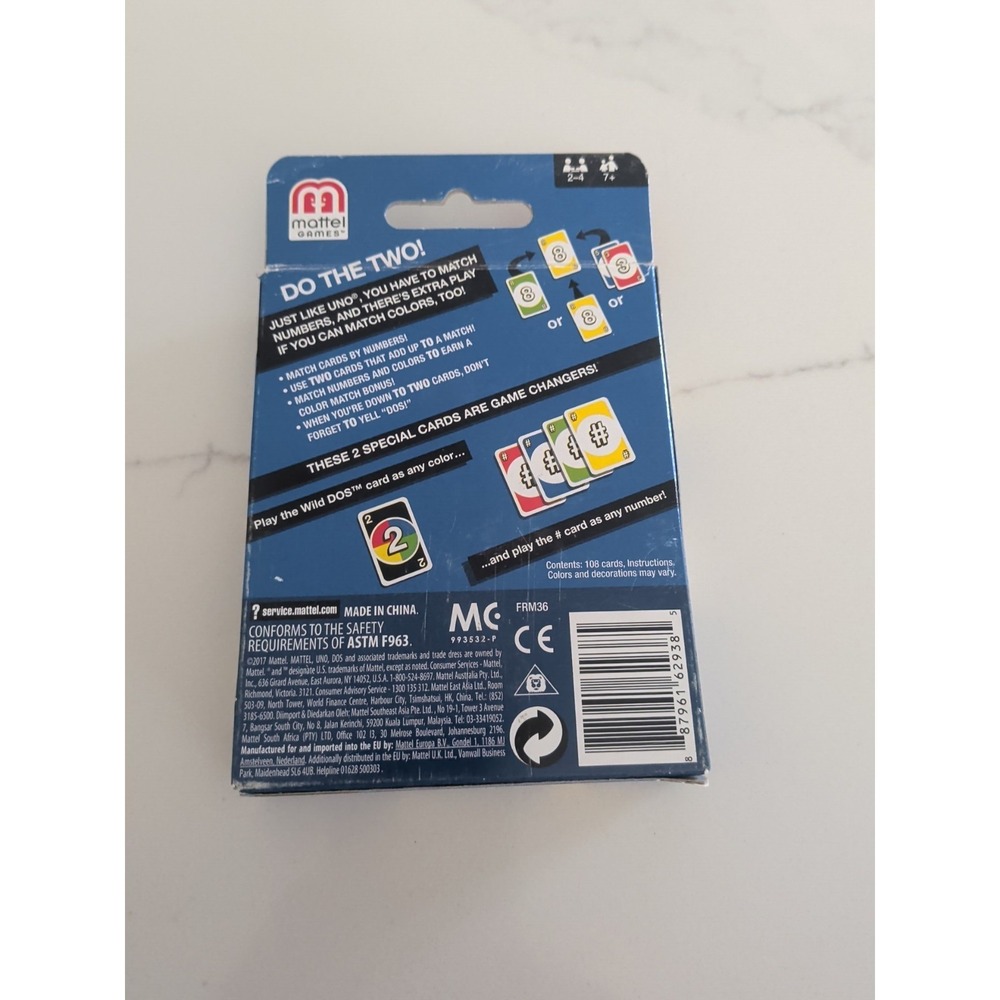 Mattel Uno Dos Second Edition Card Game for 2 to 4 Players Ages 7 Years and Up - Picture 3 of 4